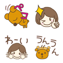 [LINE絵文字] くまとわたしの画像