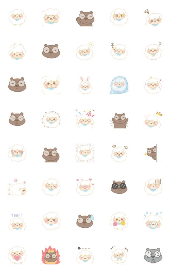 [LINE絵文字]Bear＆sheep emojiの画像一覧