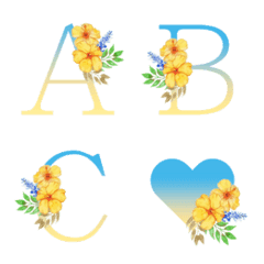 [LINE絵文字] yellow and blue gradation flower emojiの画像