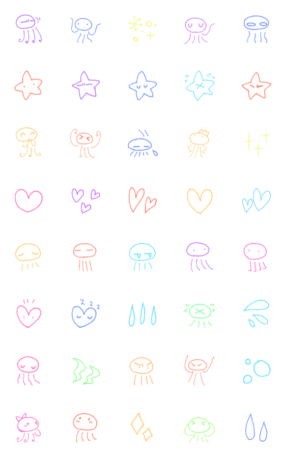 [LINE絵文字]Kawaii jellyfish emoji12の画像一覧
