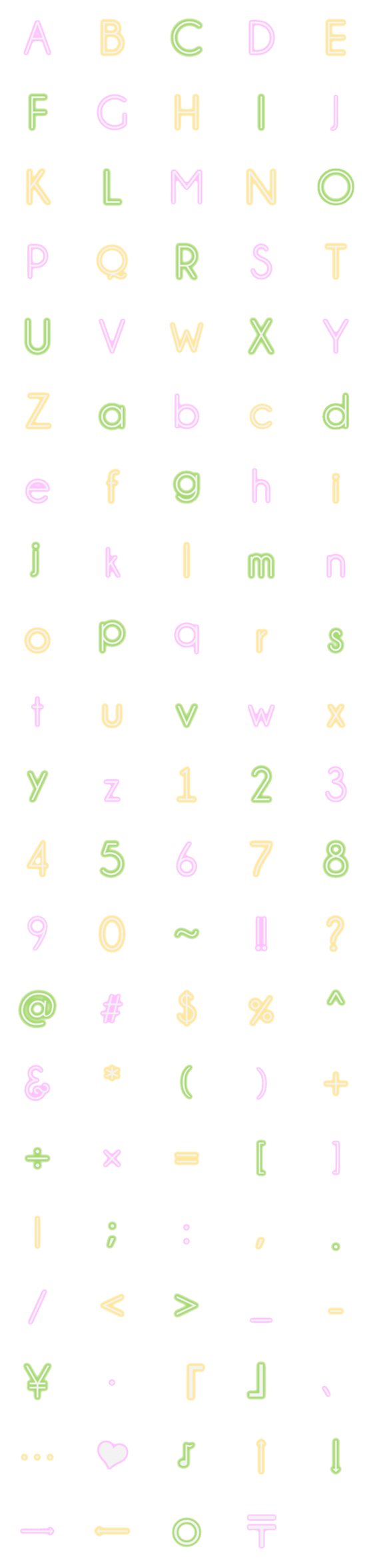 [LINE絵文字]colorful neon emoji originalの画像一覧