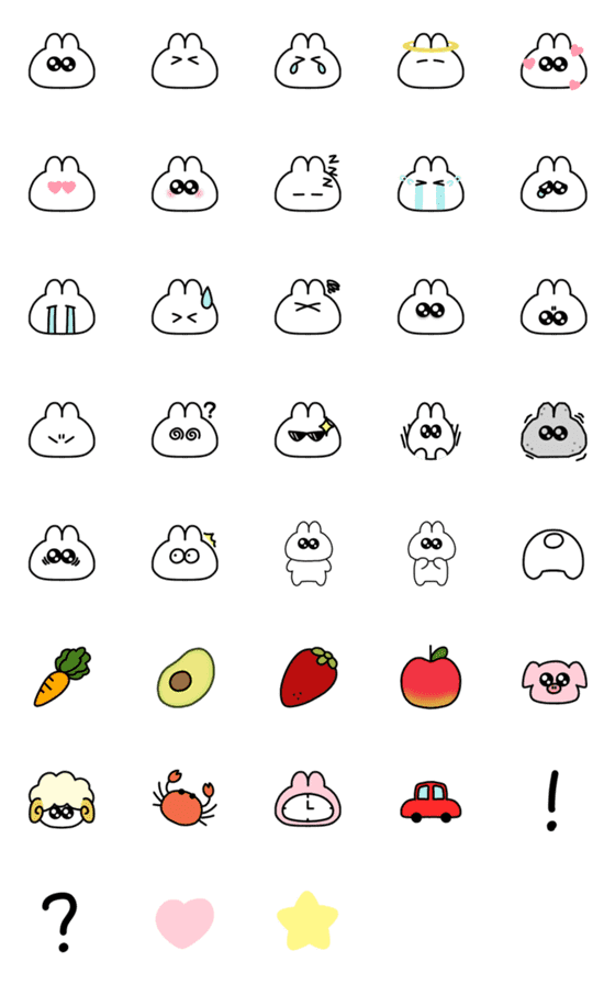 [LINE絵文字]きゅるんなうさぎ 絵文字の画像一覧