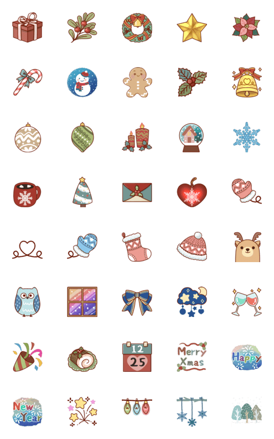 [LINE絵文字]Cute Christmas and Winter Emojiの画像一覧