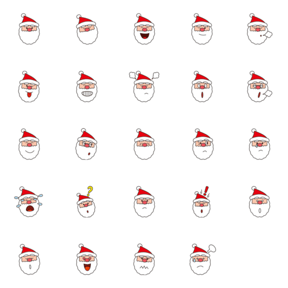 [LINE絵文字]クリスマスサンタクロース顔表情絵文字の画像一覧