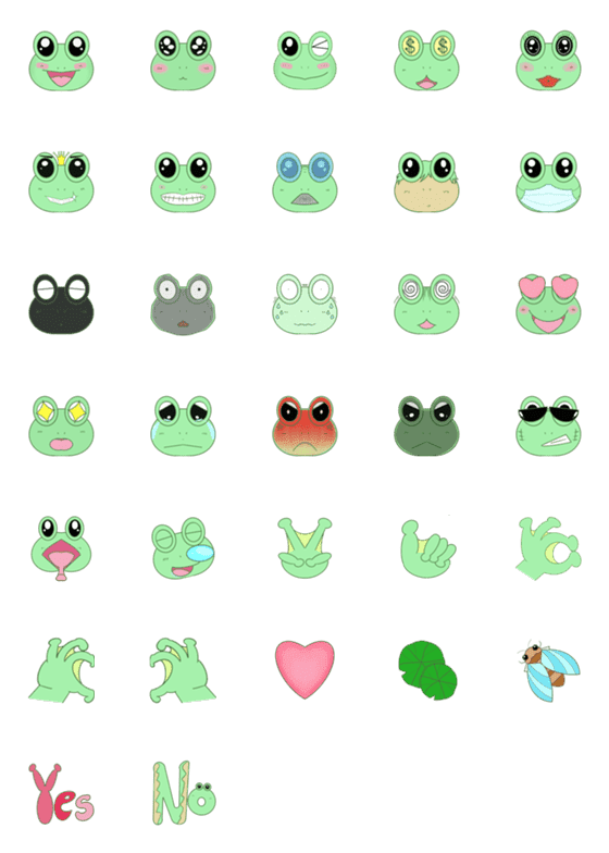 [LINE絵文字]Emotional Frog Faceの画像一覧