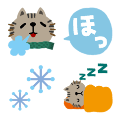 [LINE絵文字] 絵本みたいな【動く】ちびとらねこ＊冬の画像