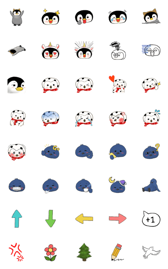[LINE絵文字]Penguin Puggy with her friendsの画像一覧