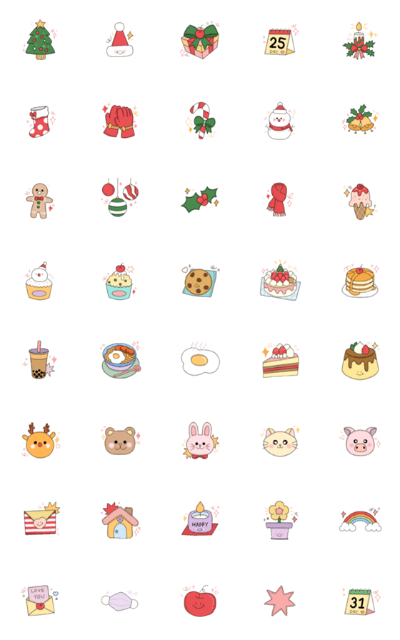[LINE絵文字]cutie for xmas -)の画像一覧