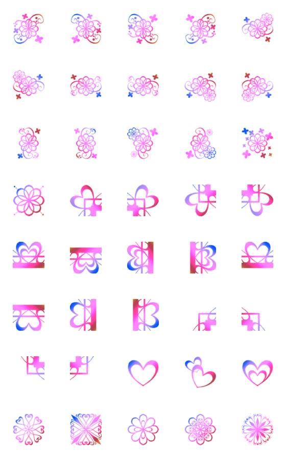 [LINE絵文字]フレーム絵文字 vol.41 虹色ピンクの画像一覧