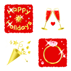 [LINE絵文字] 動く！クリスマス＆新年 キラキラ金色 絵文字の画像