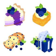 [LINE絵文字] Cute Blueberry Emojiの画像