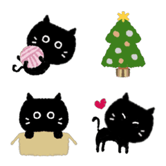 [LINE絵文字] 黒猫の冬mix♡動く絵文字の画像