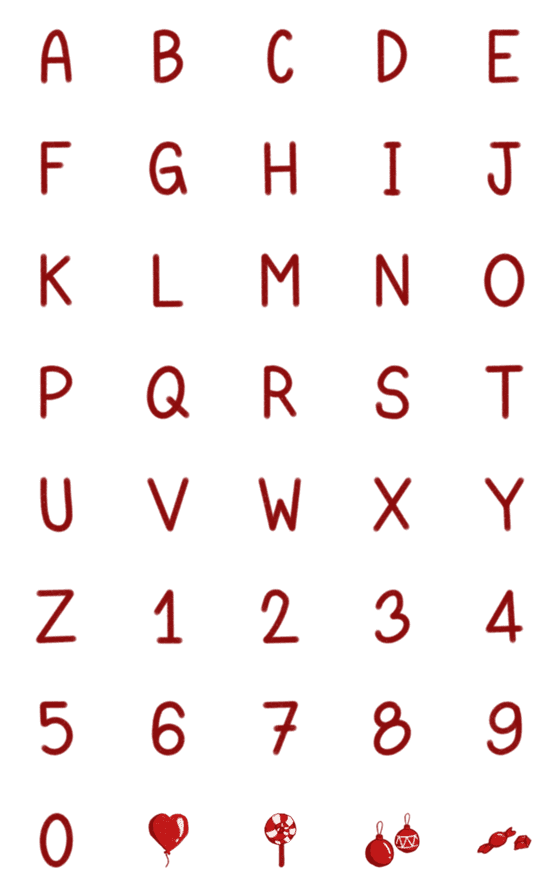 [LINE絵文字]English Alphabets in Red and Numberの画像一覧