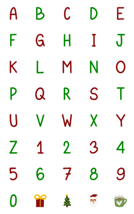 [LINE絵文字]English Alphabets Red and Greenの画像一覧
