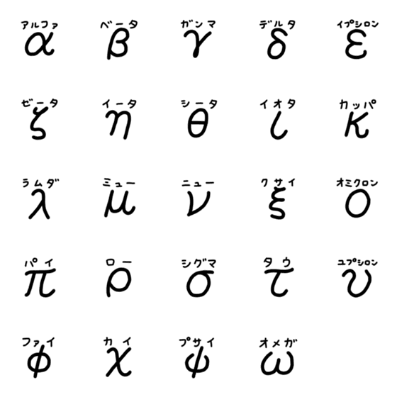 [LINE絵文字]ギリシャ文字を学ぶ絵文字【小文字】の画像一覧