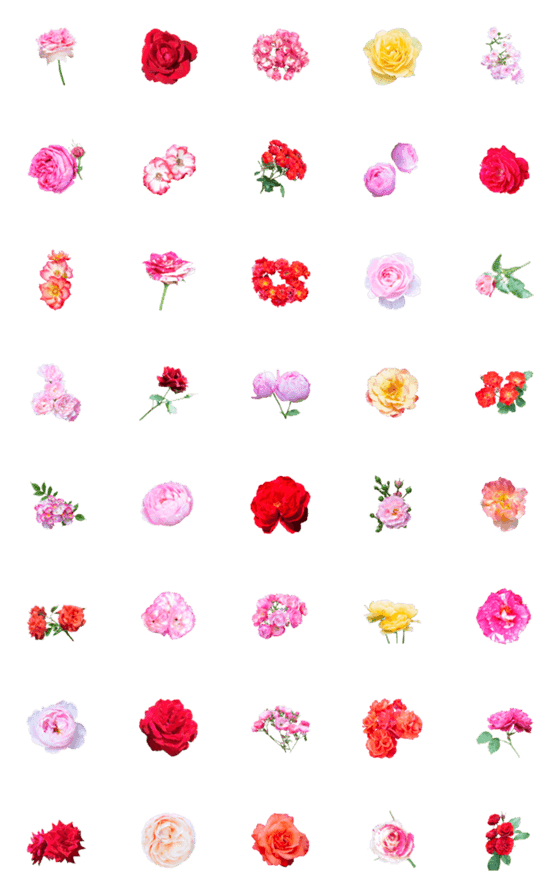 [LINE絵文字]薔薇(バラ)の花の絵文字40個セット ver.1の画像一覧