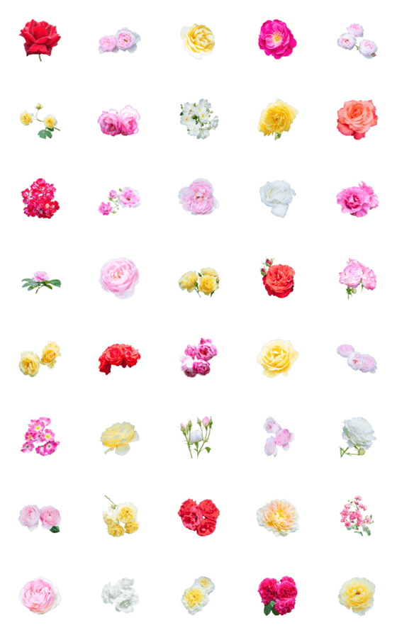 [LINE絵文字]薔薇(バラ)の花の絵文字40個セット ver.2の画像一覧