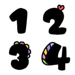 [LINE絵文字] Number puffy black colorful emojiの画像