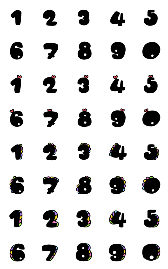 [LINE絵文字]Number puffy black colorful emojiの画像一覧