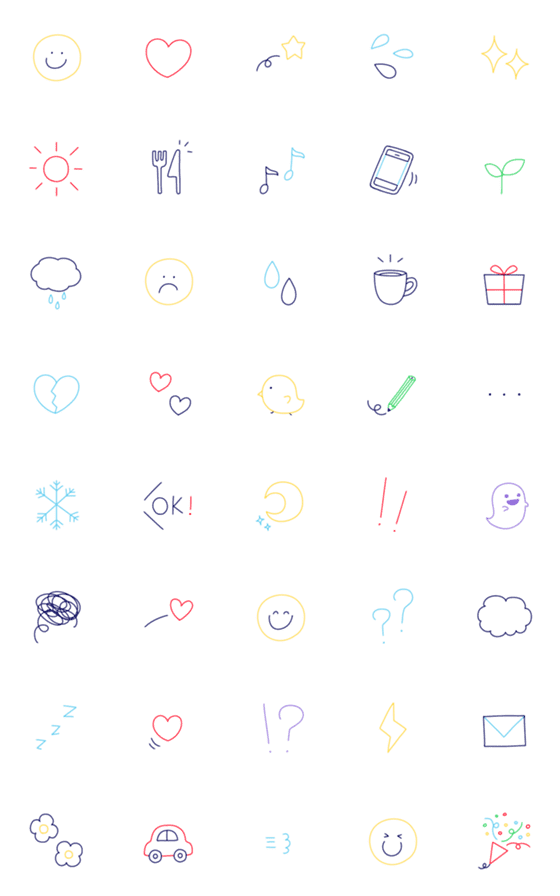 [LINE絵文字]ポップでキュートなシンプル線画絵文字♪の画像一覧