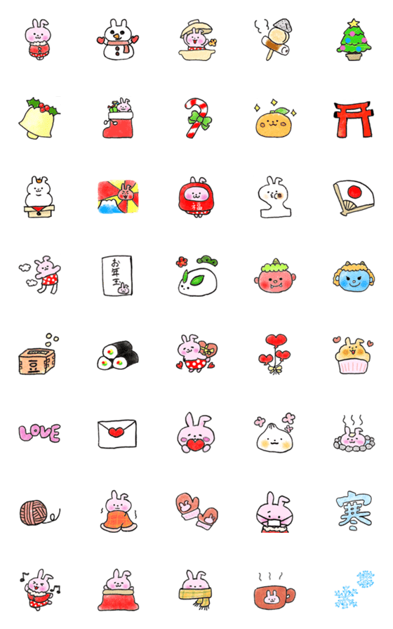 [LINE絵文字]冬のうさたん絵文字の画像一覧