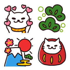 [LINE絵文字] しろねこさん♡年末年始の絵文字（再販）の画像