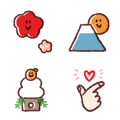 [LINE絵文字] きせつのてがきえもじ 年末年始【再販】の画像
