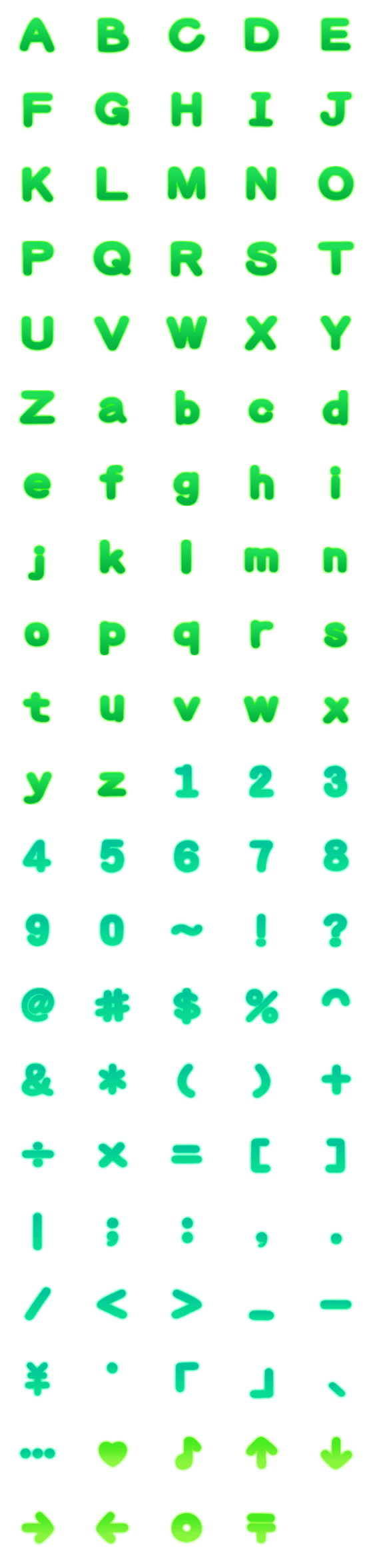 [LINE絵文字]english alphabet-Bold (green color)の画像一覧