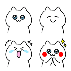 [LINE絵文字] 白い猫の使いやすい絵文字の画像