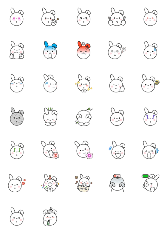 [LINE絵文字]An emotional rabbit with no poker faceの画像一覧