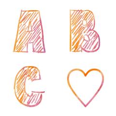 [LINE絵文字] orange and pink freehand emojiの画像