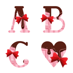 [LINE絵文字] pink chocolate and red ribbon emojiの画像