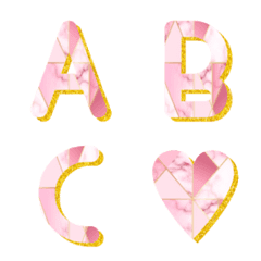 [LINE絵文字] pink marble and gold emojiの画像