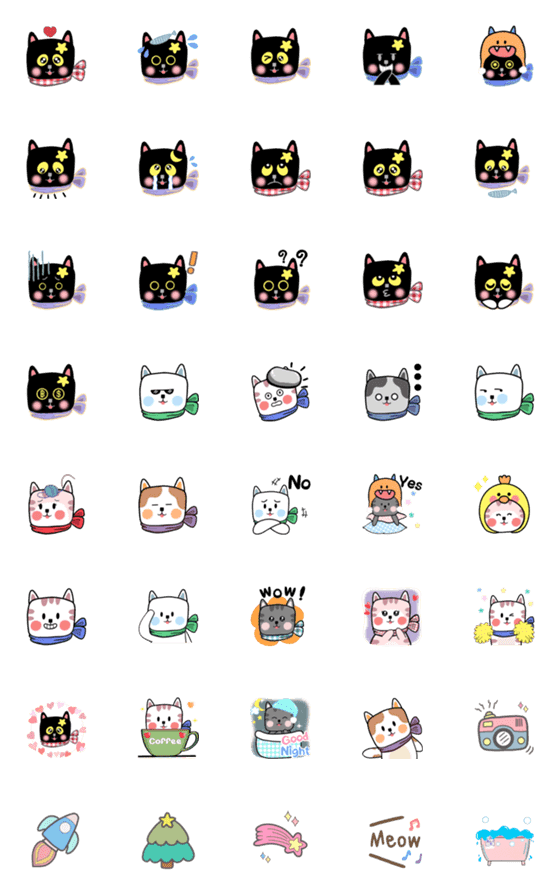 [LINE絵文字]Black cat and friends Emoji [1]の画像一覧