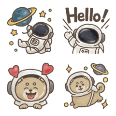 [LINE絵文字] 宇宙飛行士としば犬の旅 絵文字の画像