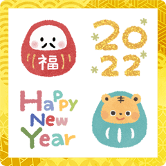 [LINE絵文字] 動く♡colorful♡ハッピー動物✳︎福だるまの画像