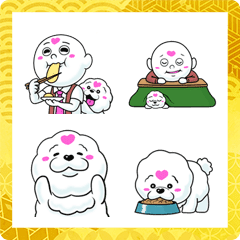 [LINE絵文字] あけおめ！ライフくん＆ベストくん絵文字の画像