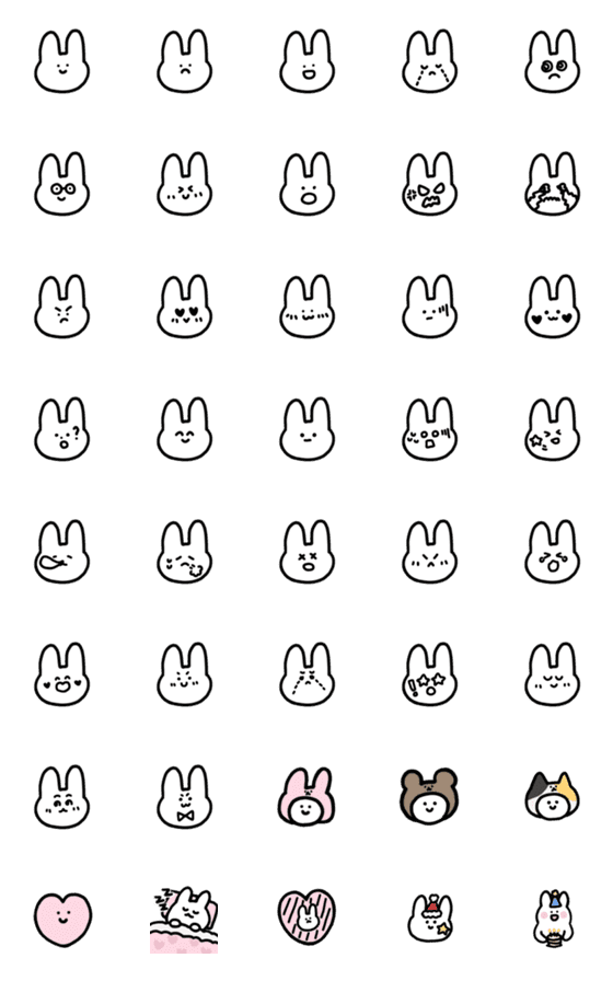 [LINE絵文字]Bear's friend white rabbit ver.の画像一覧