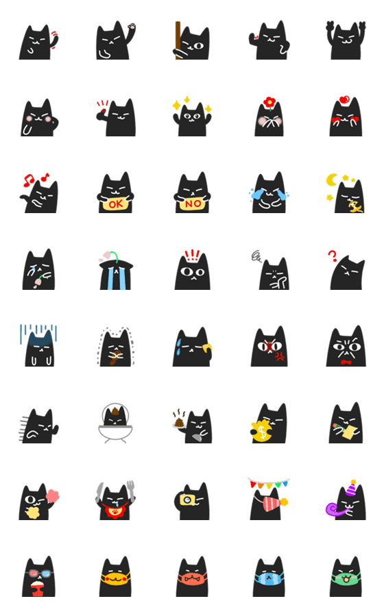 [LINE絵文字]Catcat Colorful Lifeの画像一覧