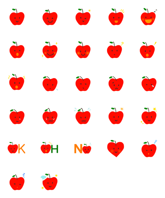 [LINE絵文字]りんごちゃんのまいにち絵文字の画像一覧