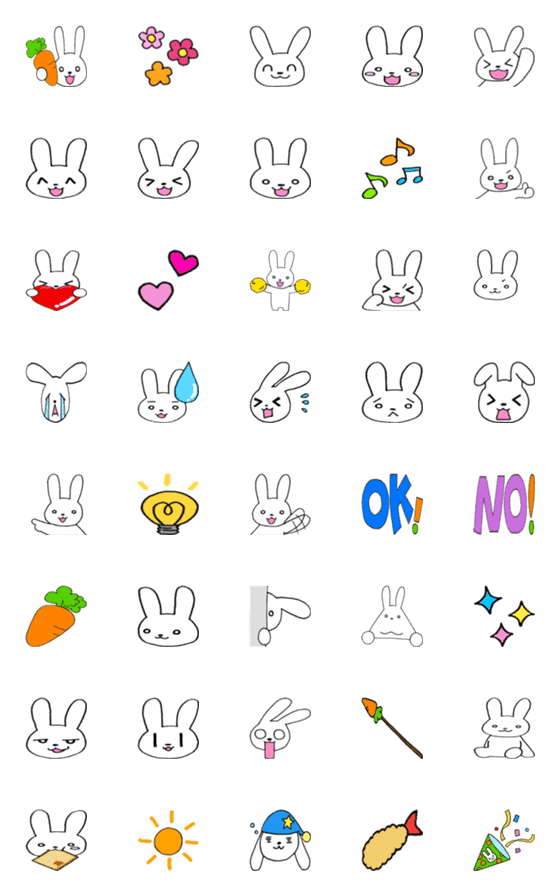 [LINE絵文字]しろうさぎさんの毎日⭐︎ 絵文字の画像一覧