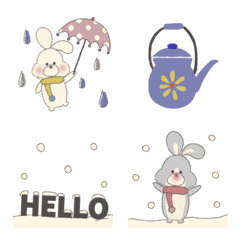 もふもふうさぎ冬に使えるシンプル絵文字2の絵文字メイン画像