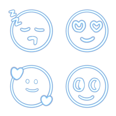 [LINE絵文字] ネオンライト顔文字 青の画像