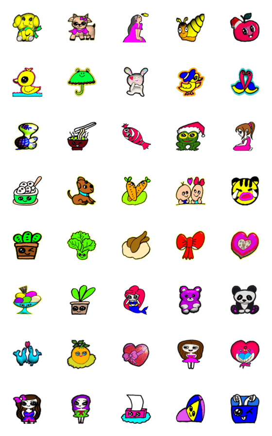 [LINE絵文字]2022 Emoji:kawaii-chibi styles colorfulの画像一覧