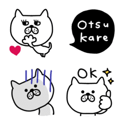 [LINE絵文字] 白ねこねこねこ♡絵文字の画像