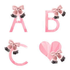 [LINE絵文字] pink ribbon and black rase emojiの画像
