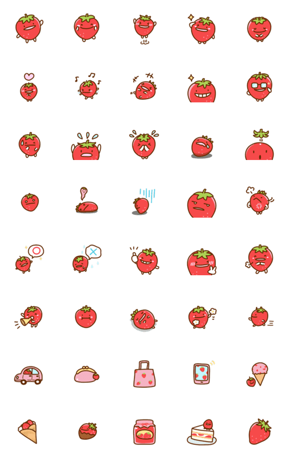 [LINE絵文字]イチゴの日常絵文字の画像一覧