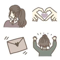 くすみカラーな女の子の絵文字の絵文字メイン画像