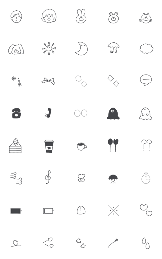 [LINE絵文字]モノクロyunaの画像一覧
