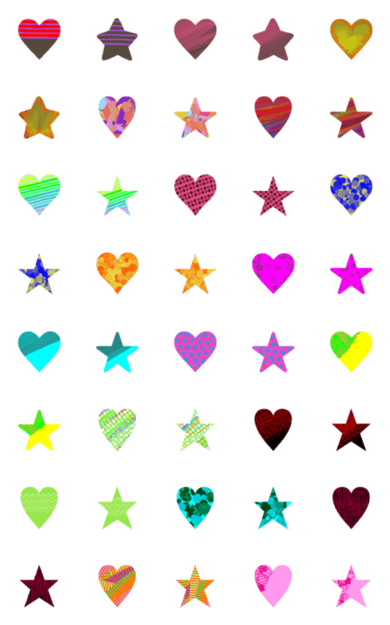 [LINE絵文字]ハート×ほし6の画像一覧